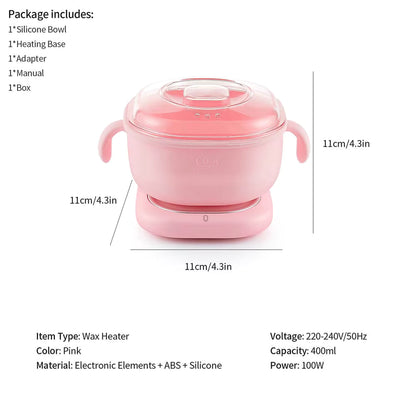 400ML Collapsible Silicone Wax Warmer – Portable Hair Removal Wax Melting Pot